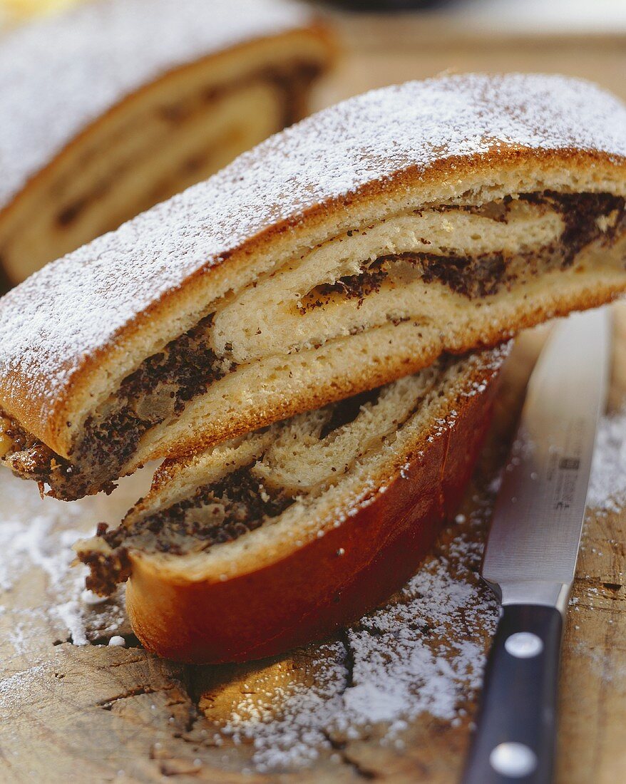 Poppy seed and apple strudel
