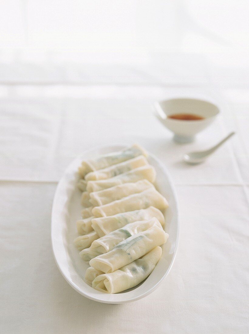 Spring rolls with a dip