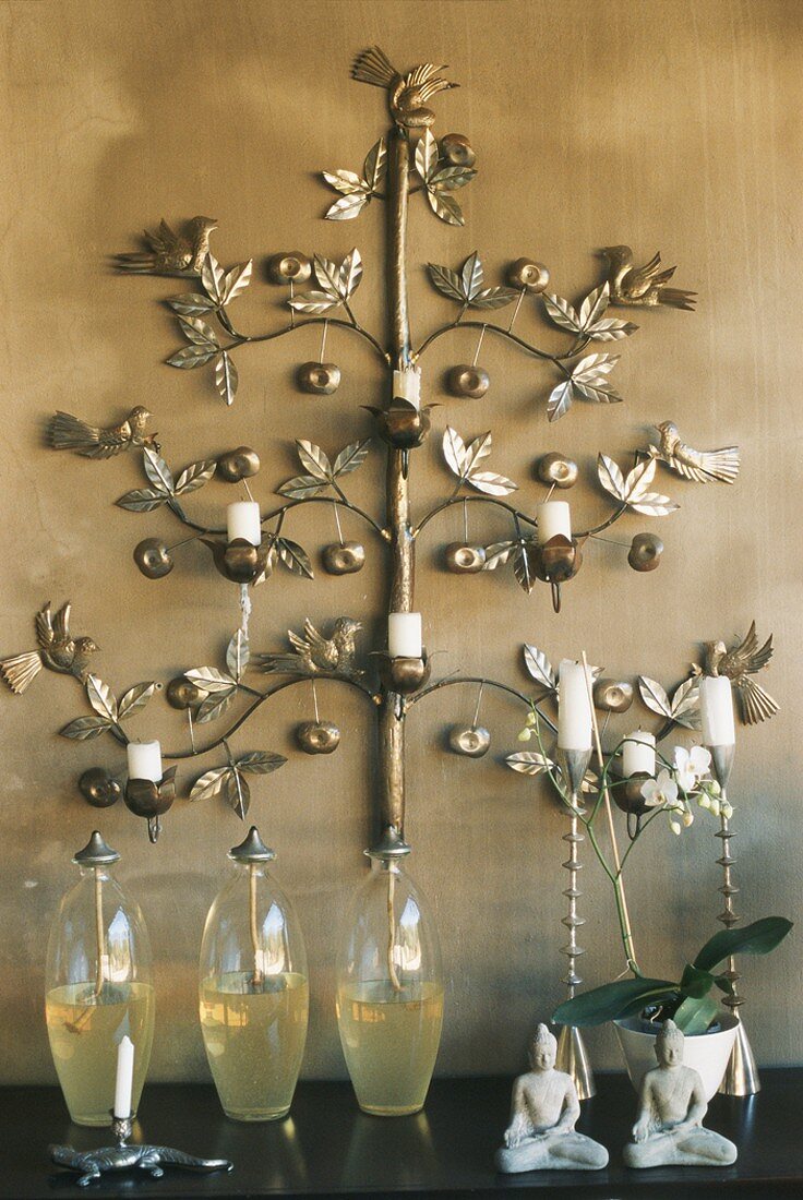 Wall mounted candelabra and candlesticks