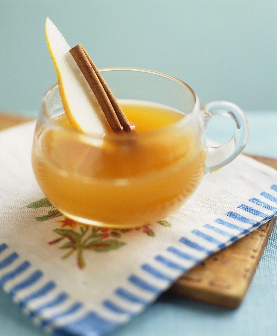Hot cider with pear and spices