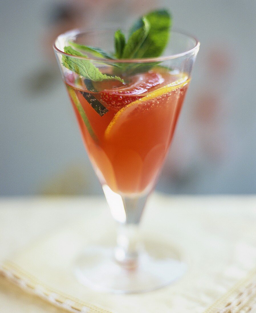 Prosecco cocktail with fruit