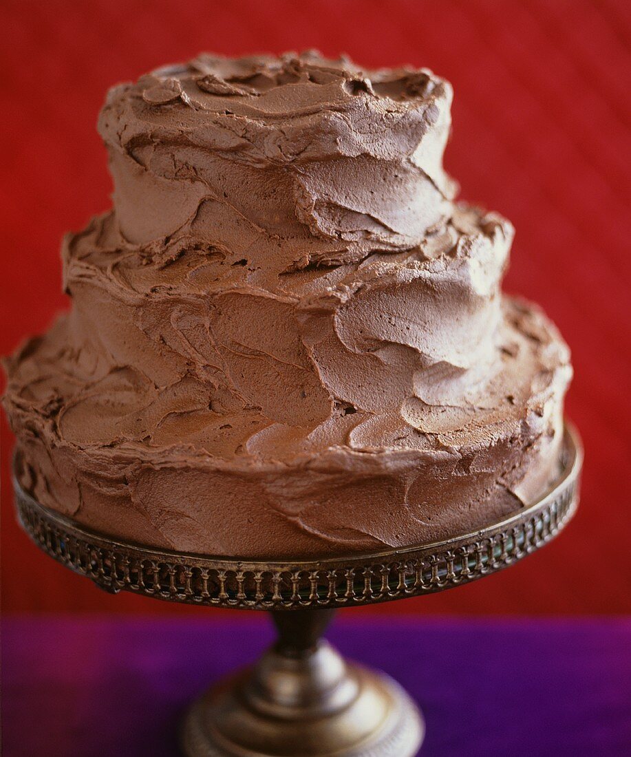 Three-tiered chocolate wedding cake