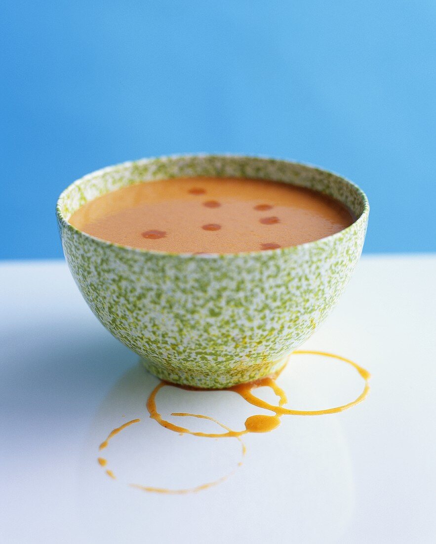 Tomato soup in a bowl