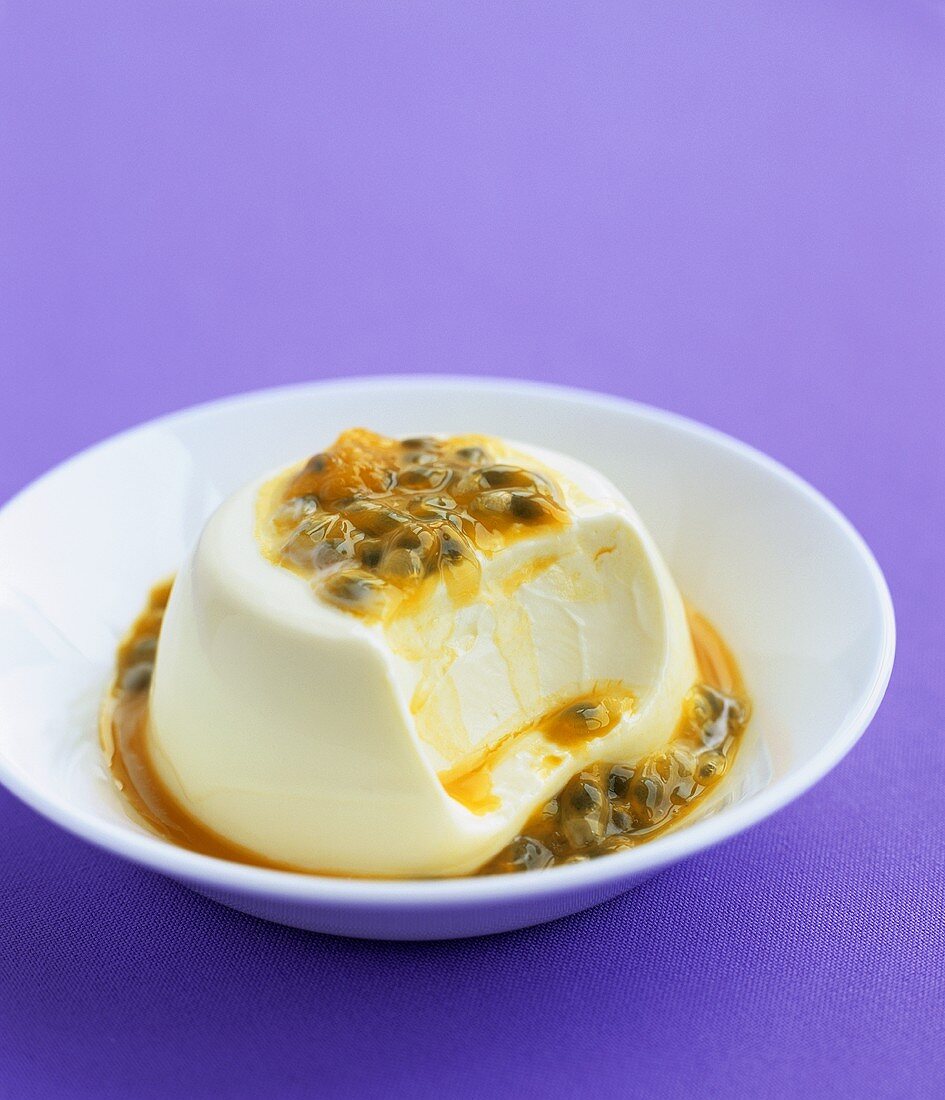 Panna cotta with passion fruit