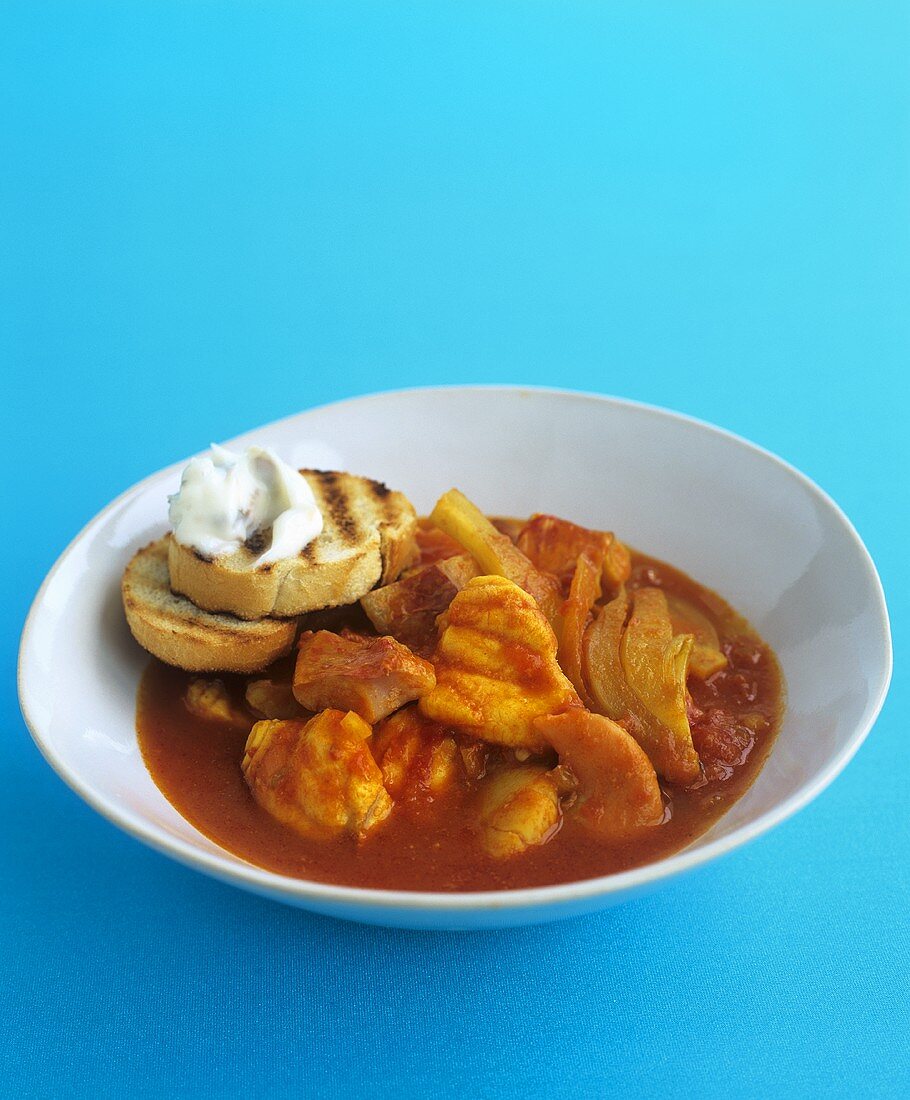 Fischragout mit Aioli-Crostini