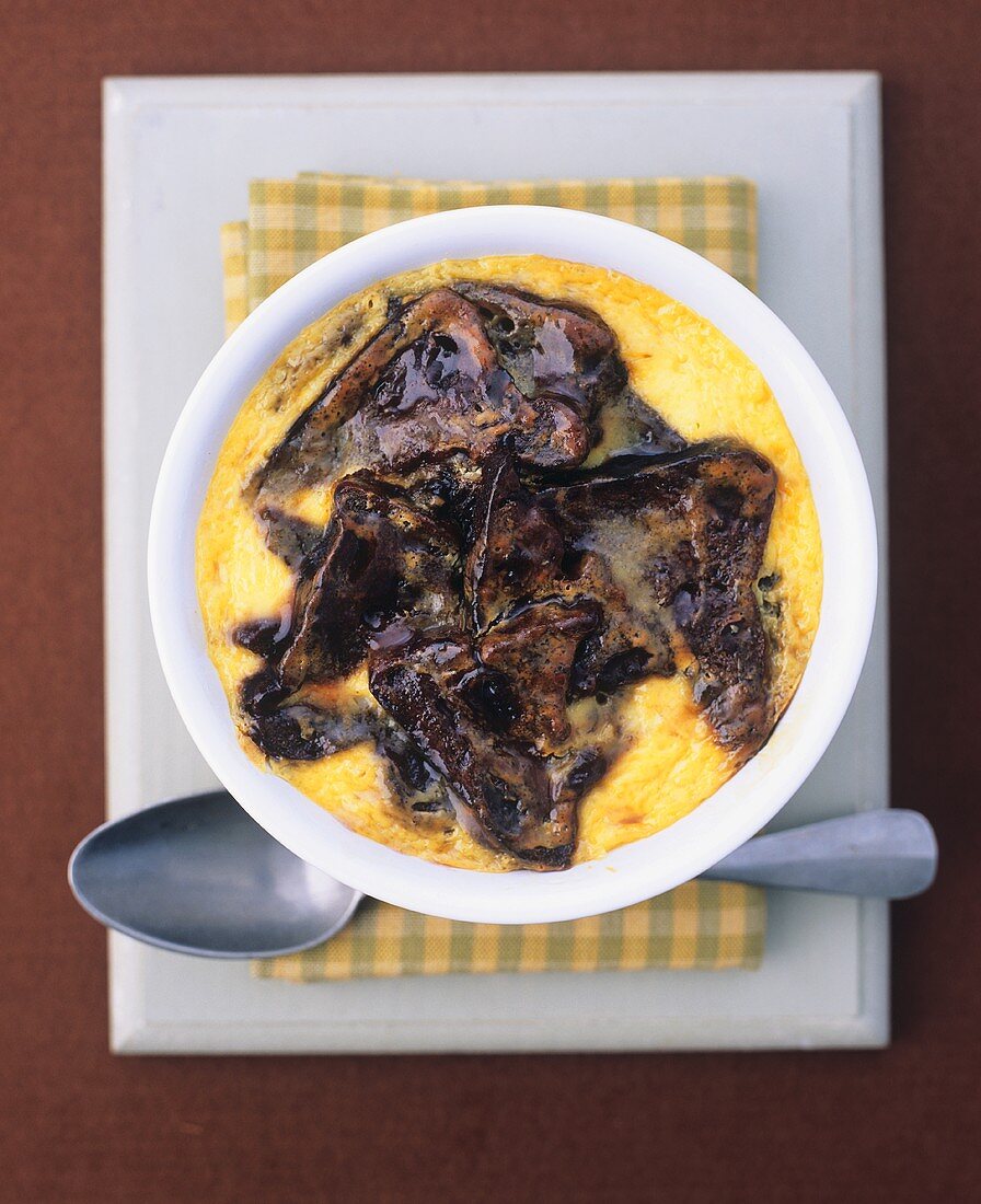 Bread and butter pudding made with malt loaf (UK)