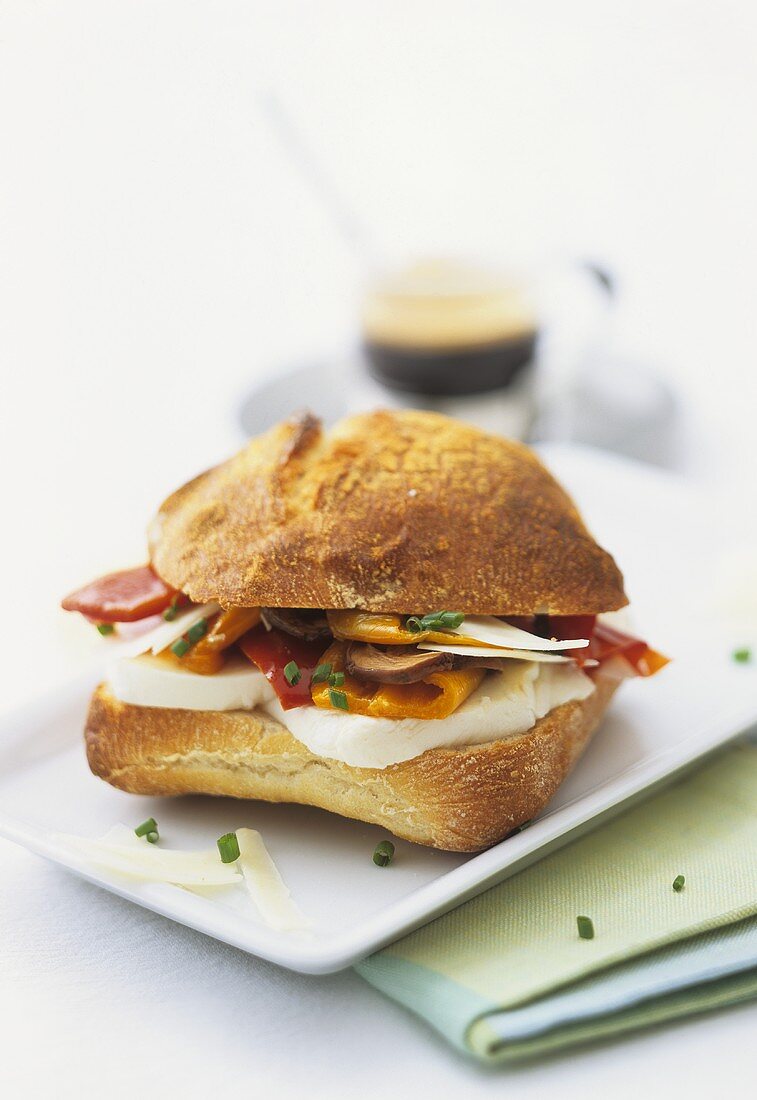 Panini peperonata with mozzarella