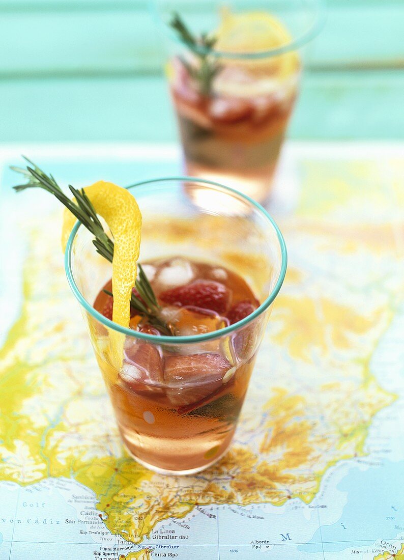 White Sangria (White wine punch with strawberries & Licor 43)