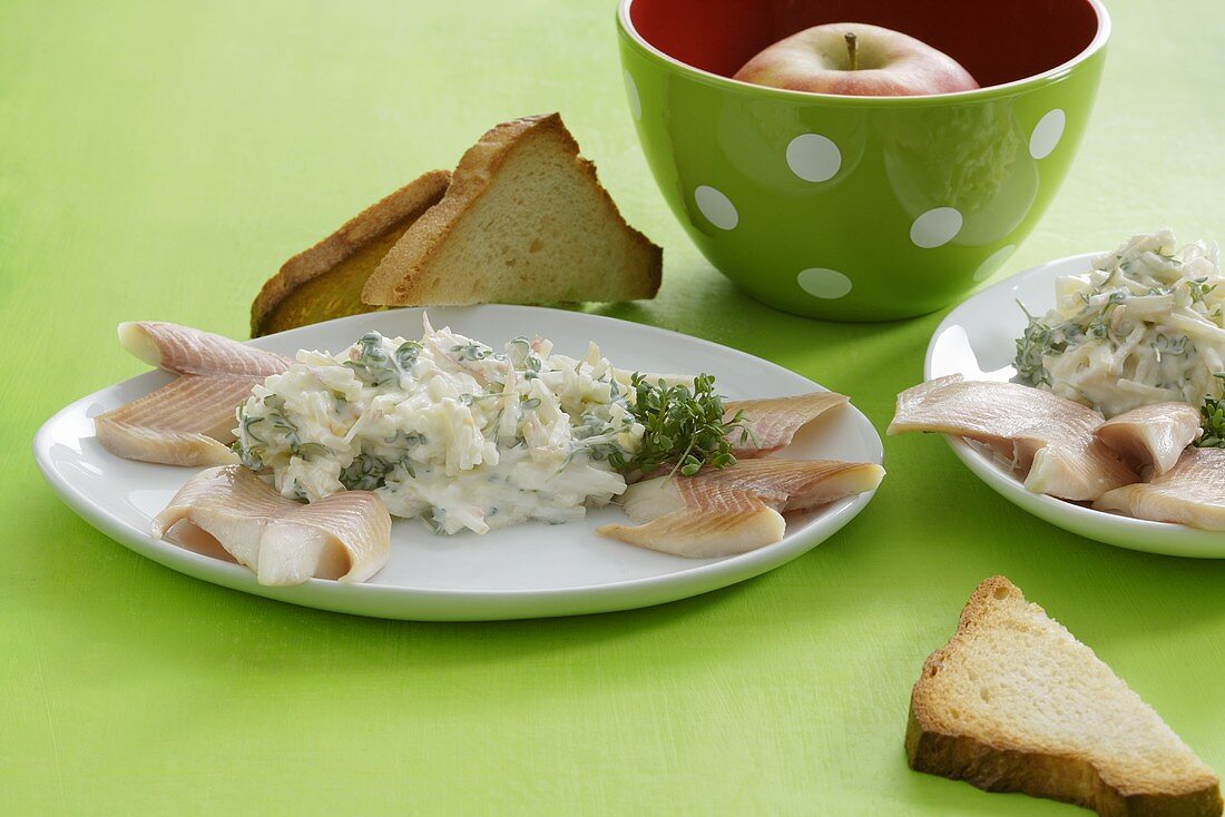 Smoked fish with apple horseradish sauce