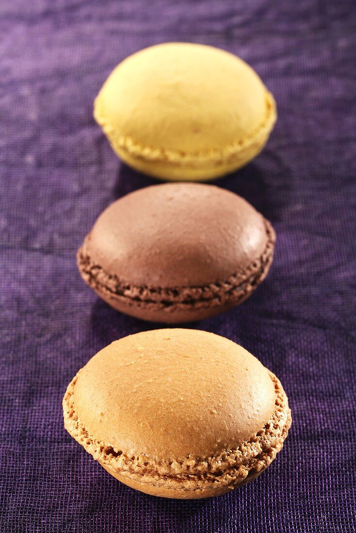Three macarons (Small filled cakes, France)