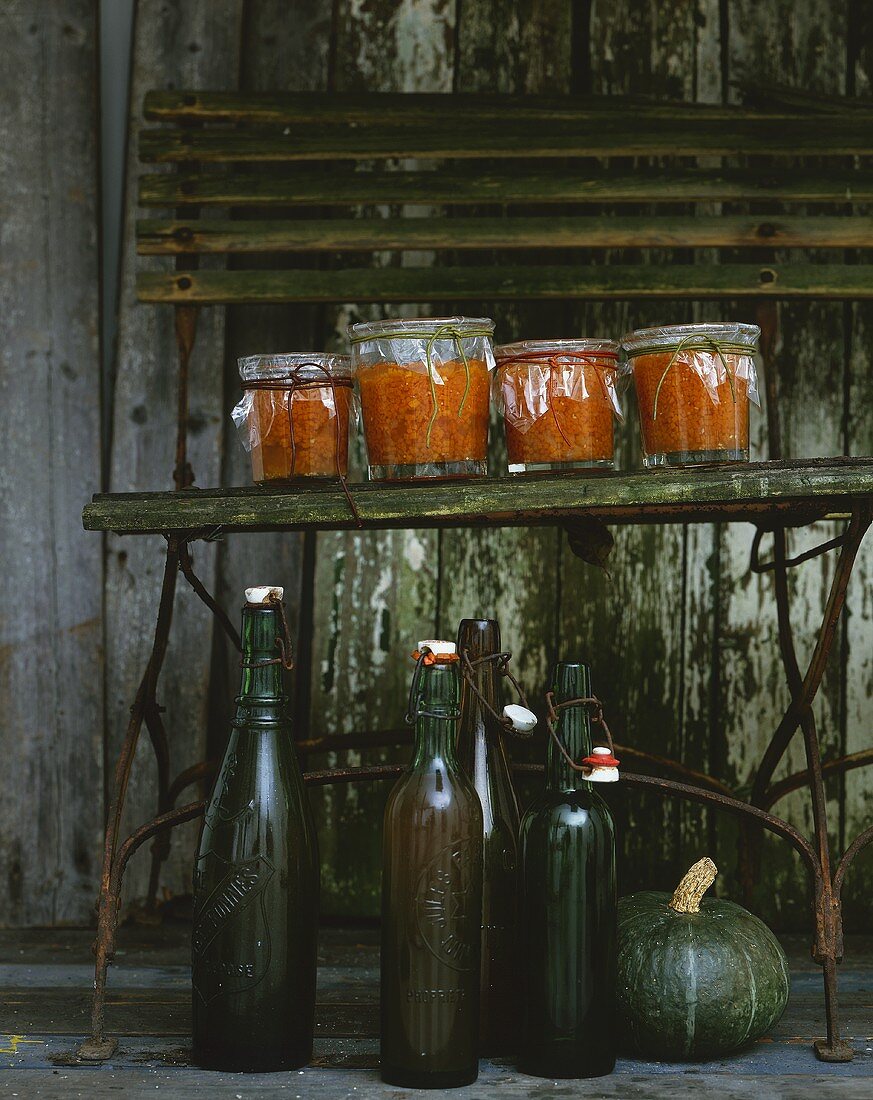 Pumpkin and ginger jam and pumpkin juice