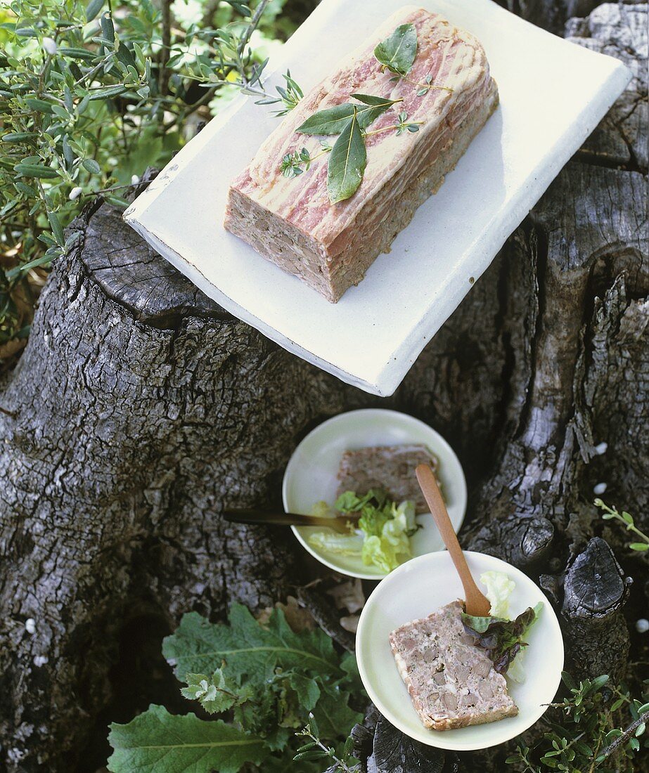 Duck and veal terrine with bacon