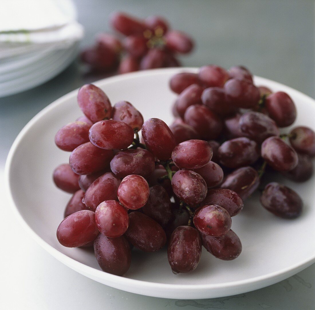 Freshly-washed red grapes