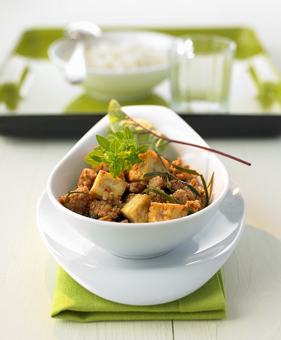 Spicy tofu with mince