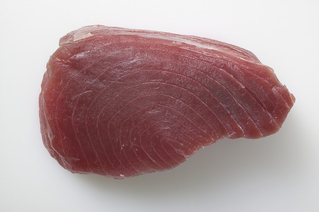 A slice of raw tuna fillet