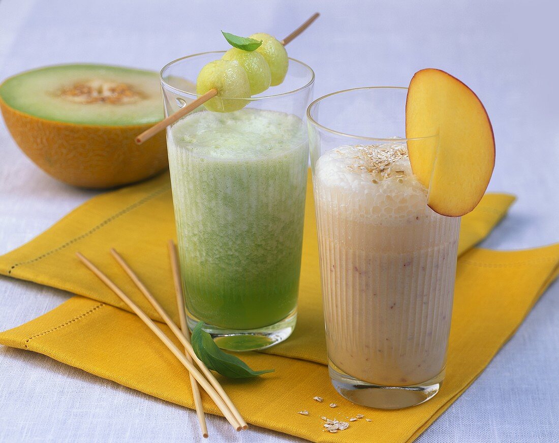 Obst-Hafer-Drink & Melonen-Basilikum-Drink
