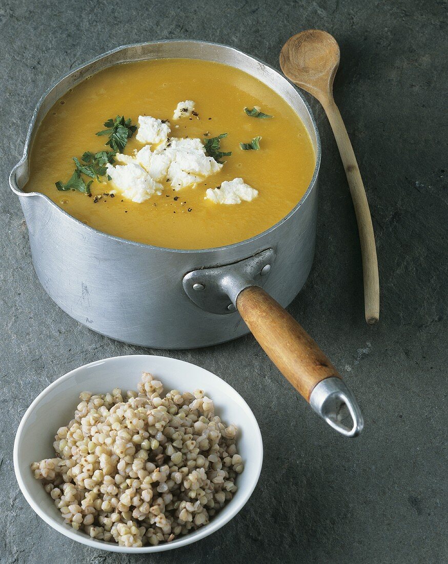 Pumpkin soup with buckwheat