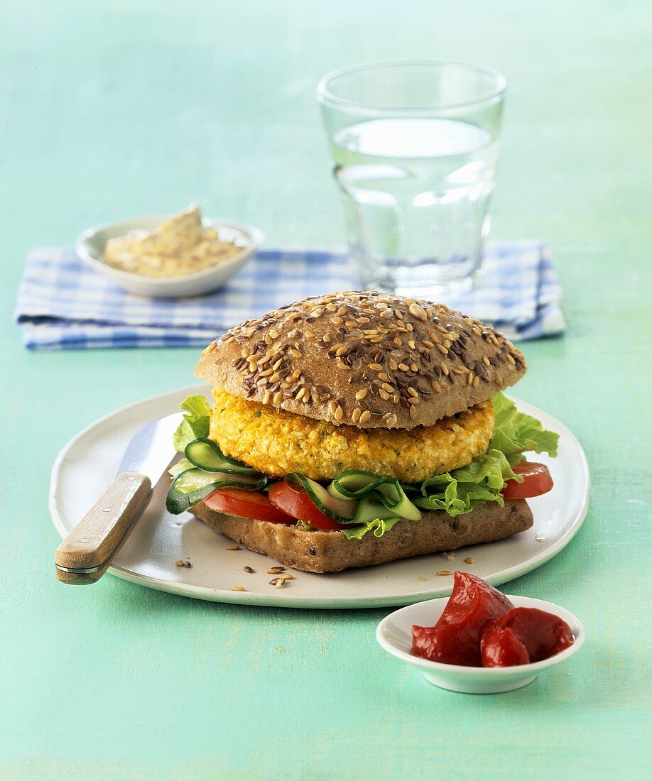 Tofuburger mit Polenta