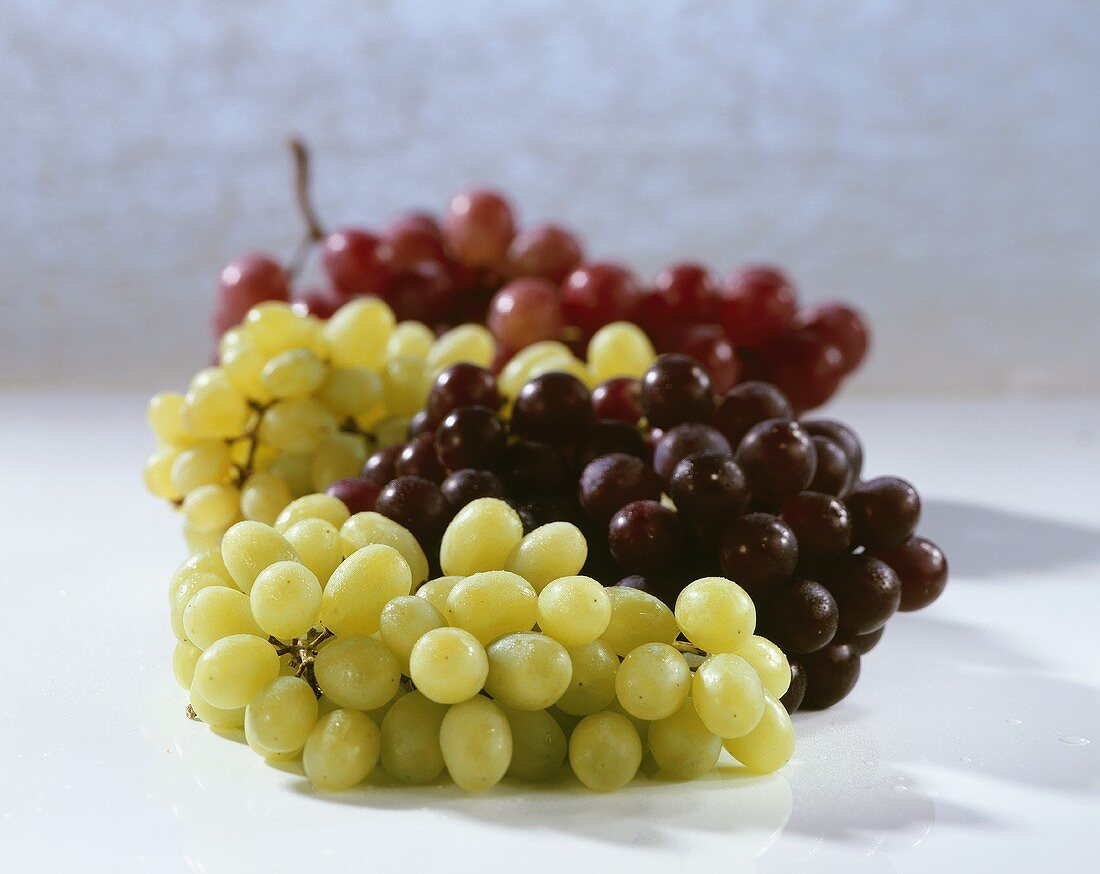 Green and black grapes