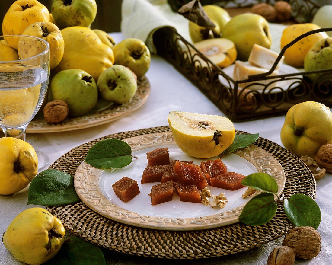 Quince paste, pear quinces and walnuts
