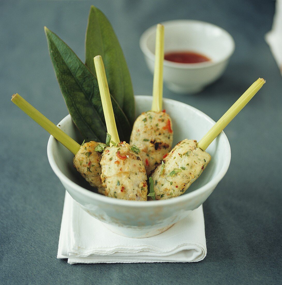 Grilled fish on lemon grass skewers (Vietnam)