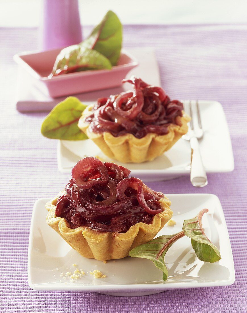 Small red onion tarts