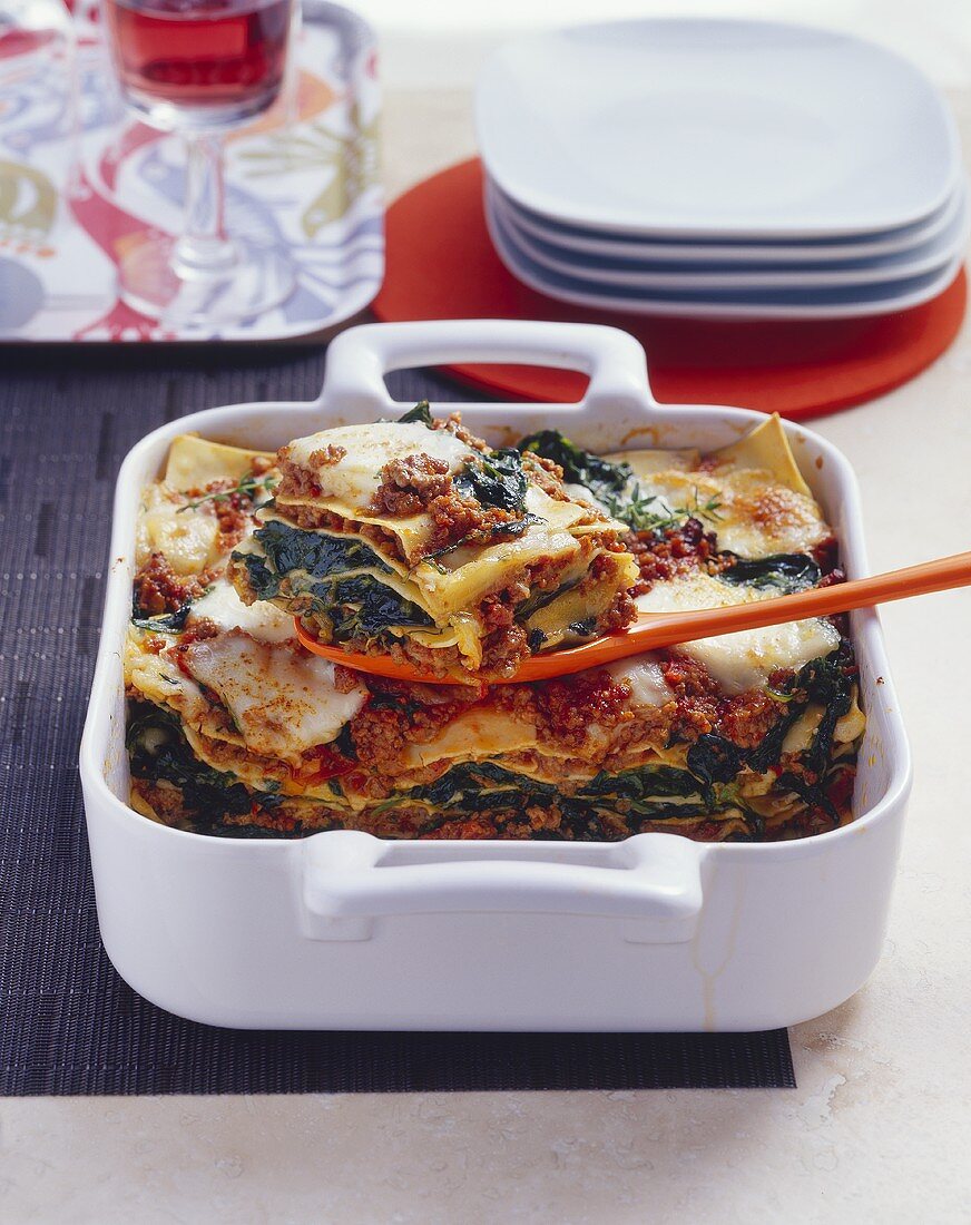 Spinat-Hackfleisch-Lasagne