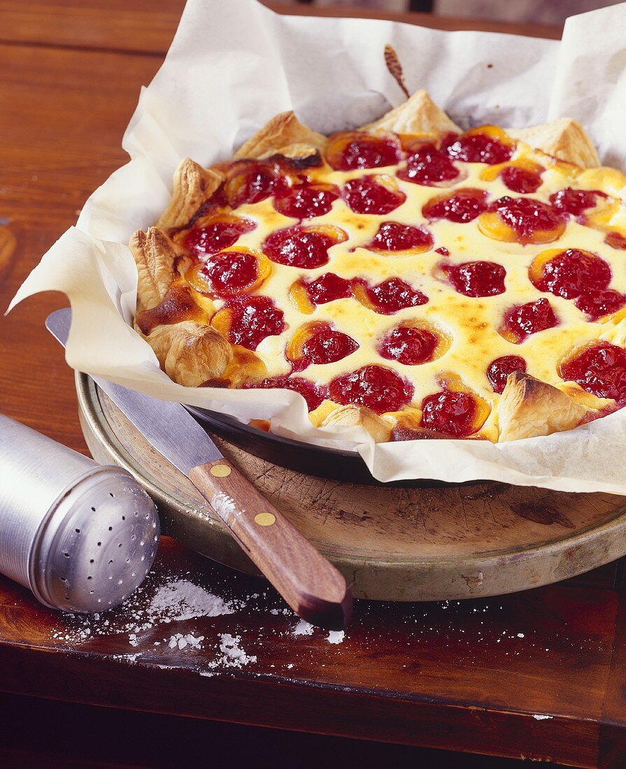 Apricot puff pastry tart