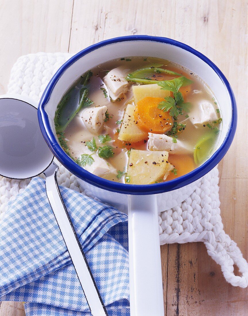 Chicken soup with swedes