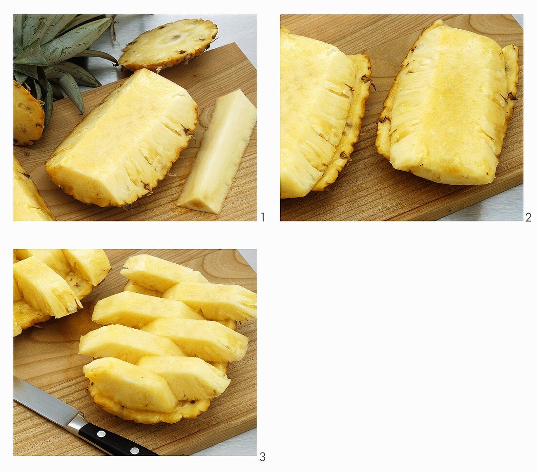 Ananas portionieren