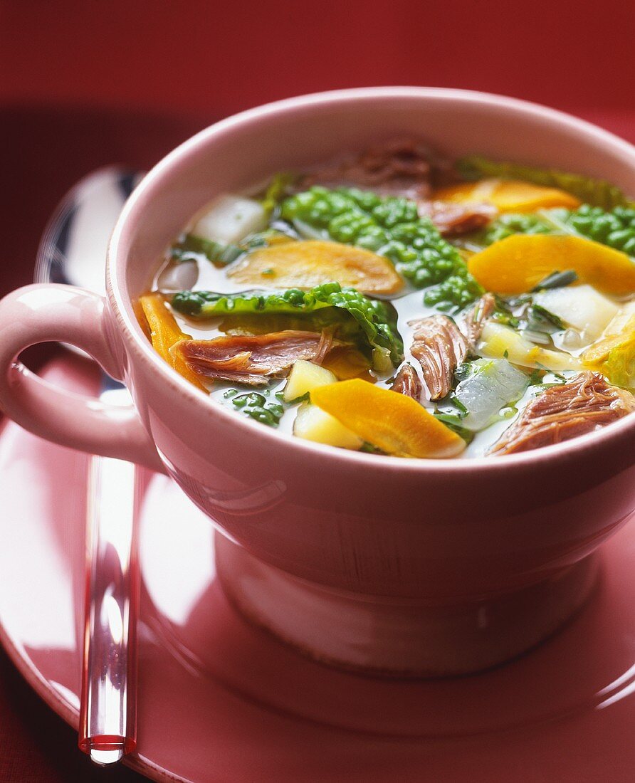 Cabbage soup with beef and vegetables