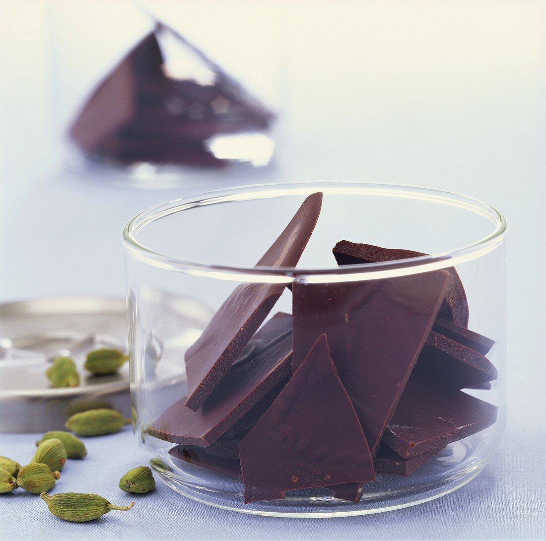 Cardamom chocolate pieces to serve with coffee