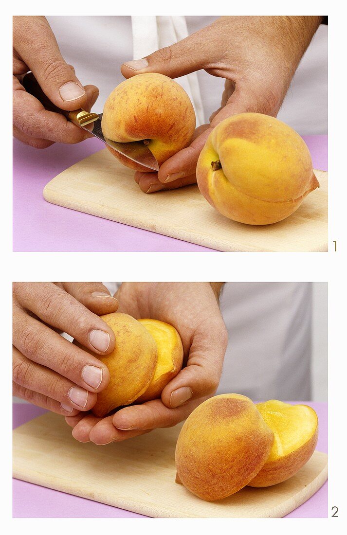 Halving peaches