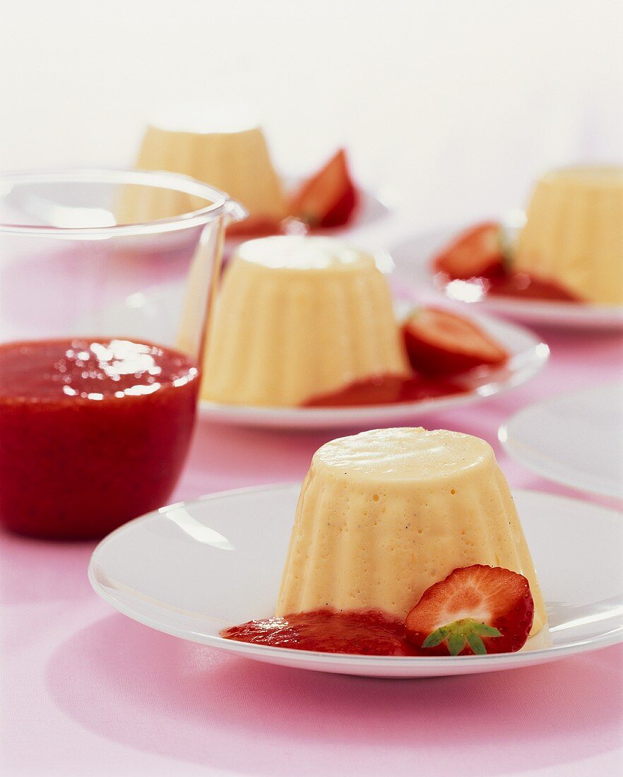 Bavarian cream with strawberry puree