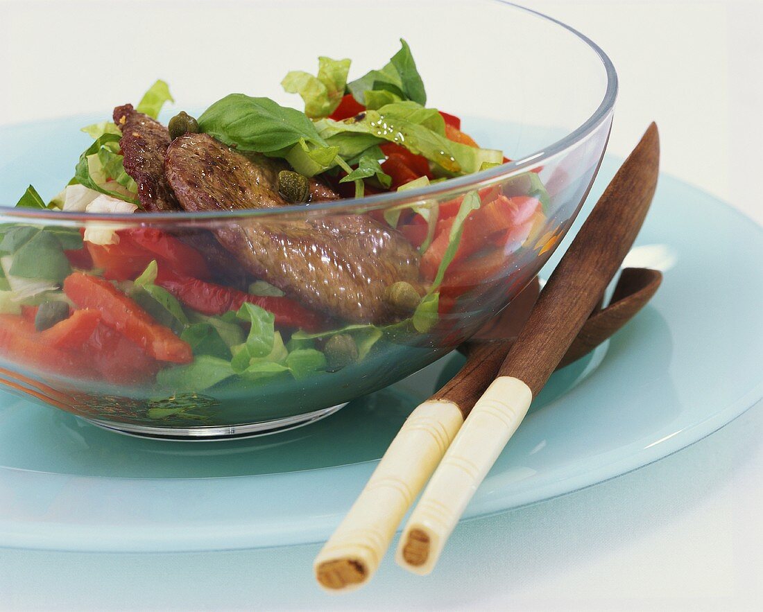 Insalata con tagliata di manzo (Salat mit Rinderfilet)