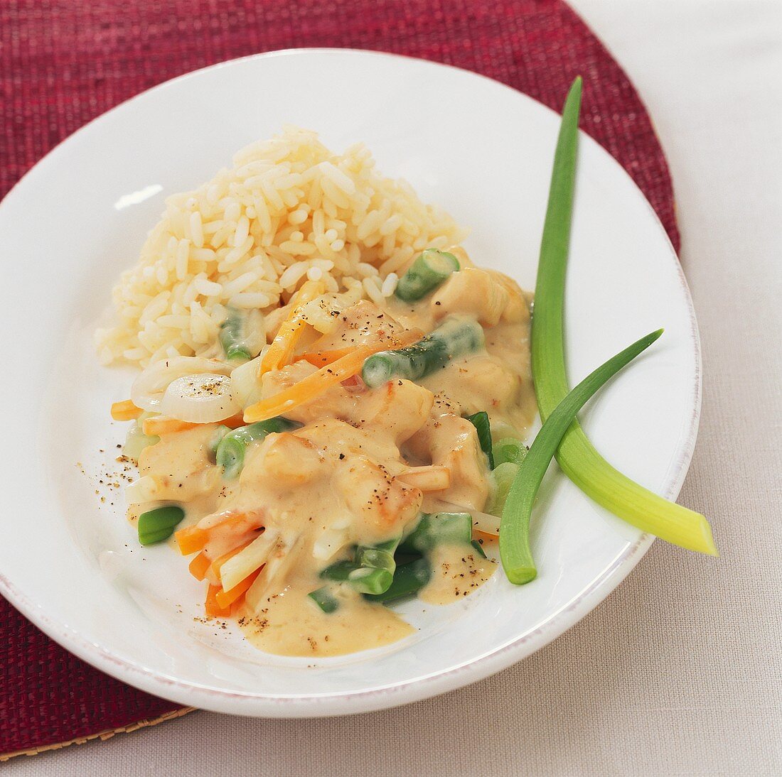Quick chicken fricassee with vegetables