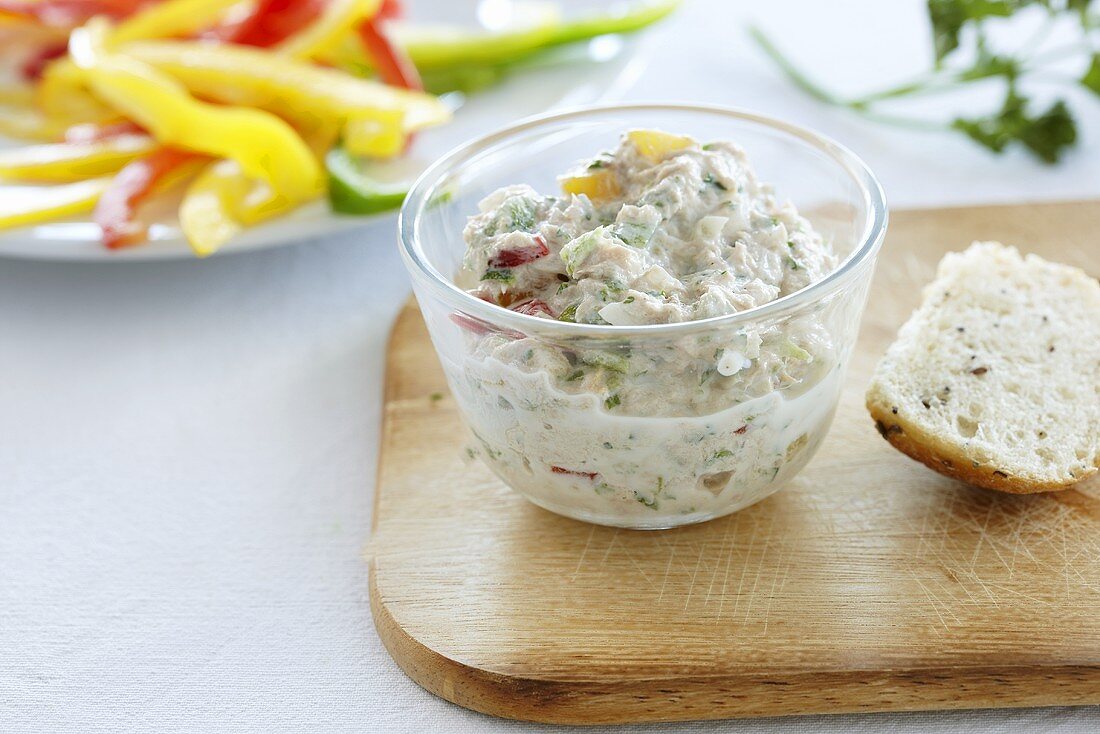 A tuna dip with sliced pepper