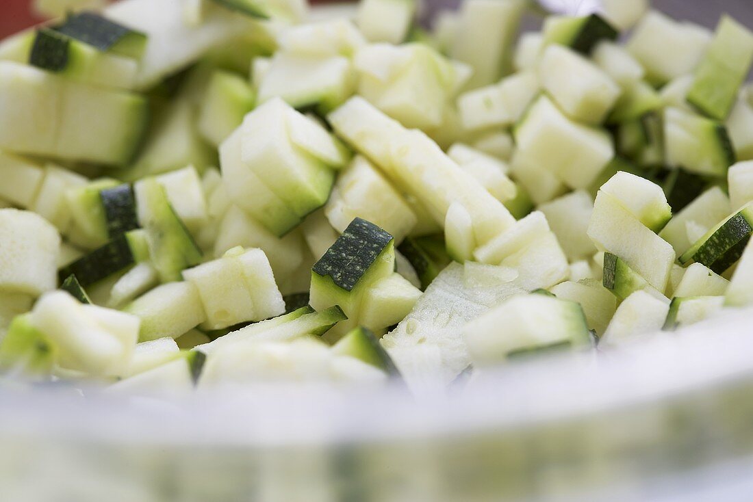 Diced courgettes (close-up)