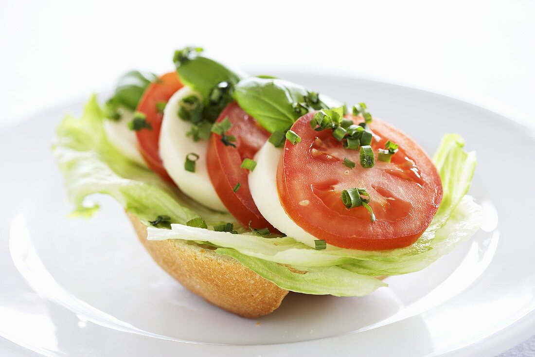 Brötchen mit Tomaten und Mozzarella