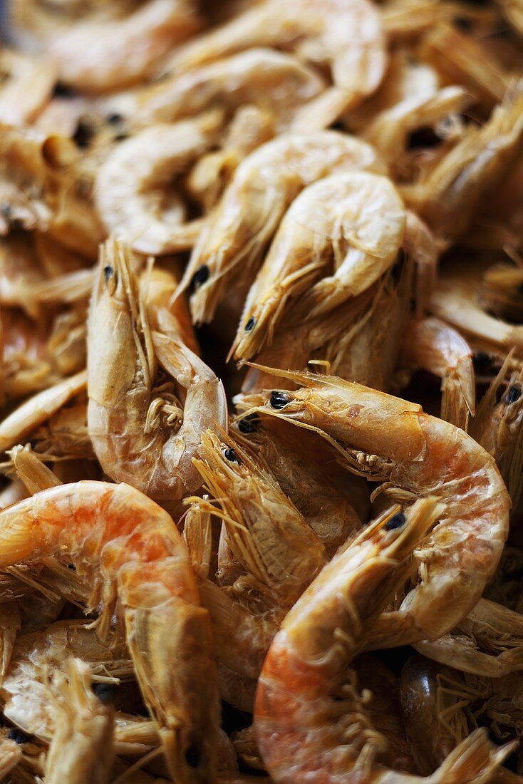 Viele getrocknete Shrimps
