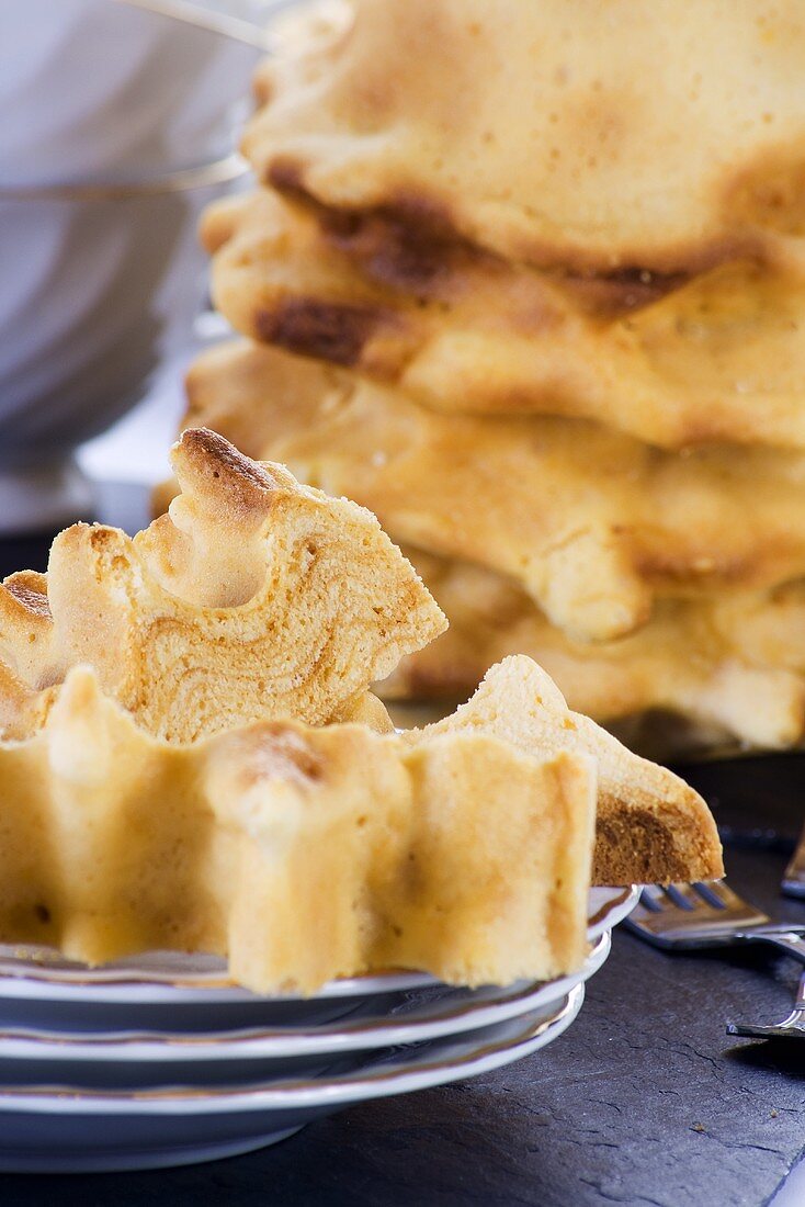 A slice of Baumkuchen (German layer cake)