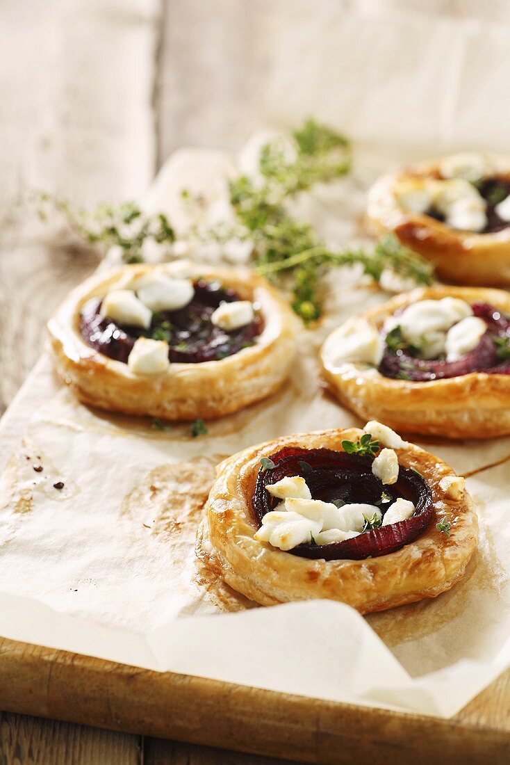 Onion and goat's cheese tartlets