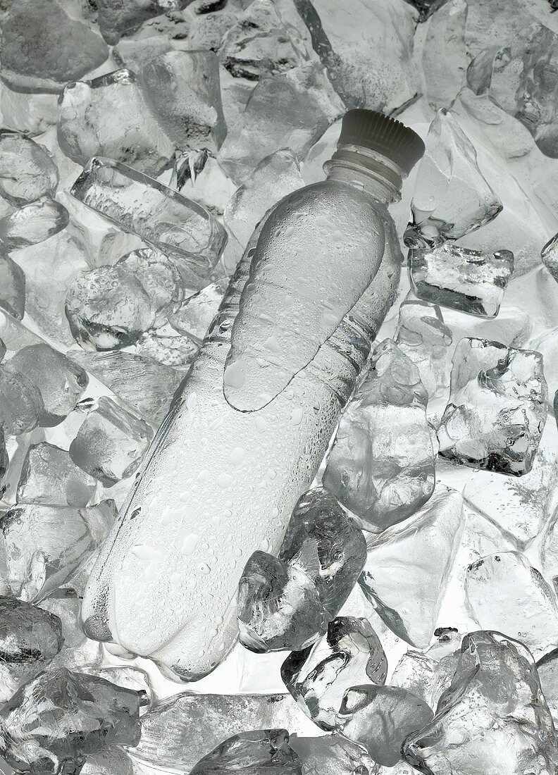 Wasserflasche auf Eis