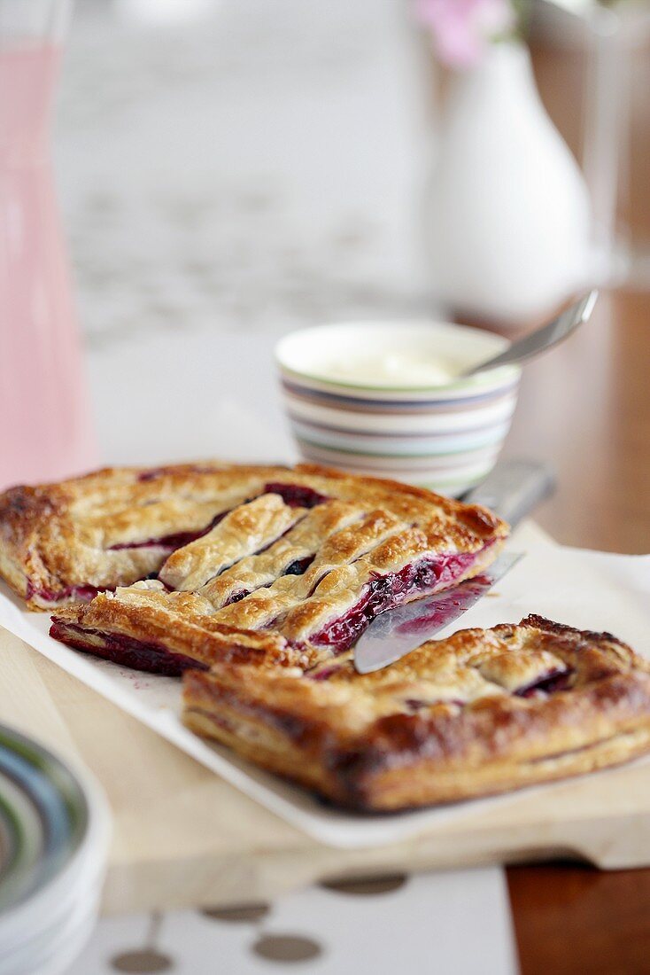 Berry strudel, sliced