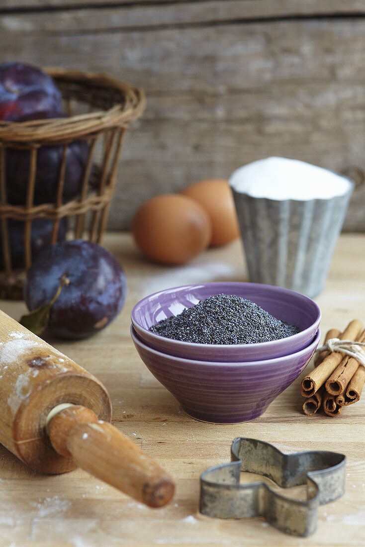 Ingredients for poppy seed biscuits