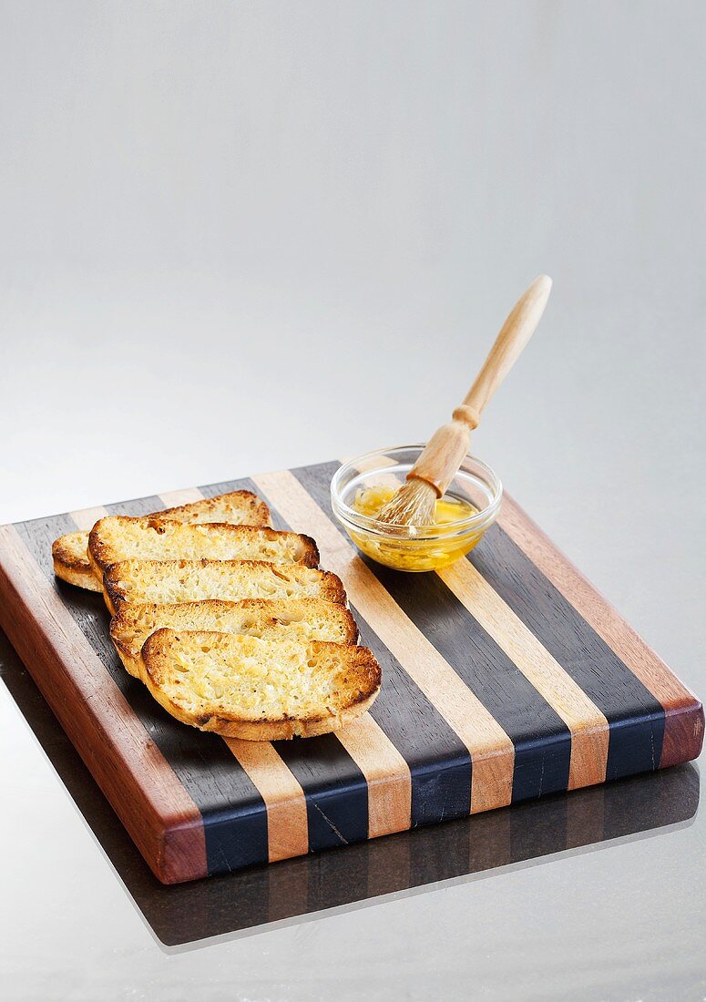 Toasted bread with garlic and olive oil