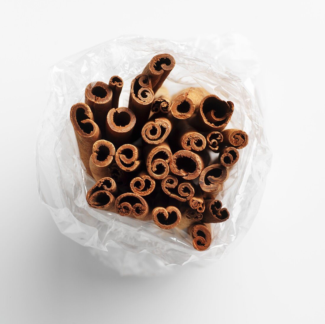Cinnamon sticks in a plastic bag
