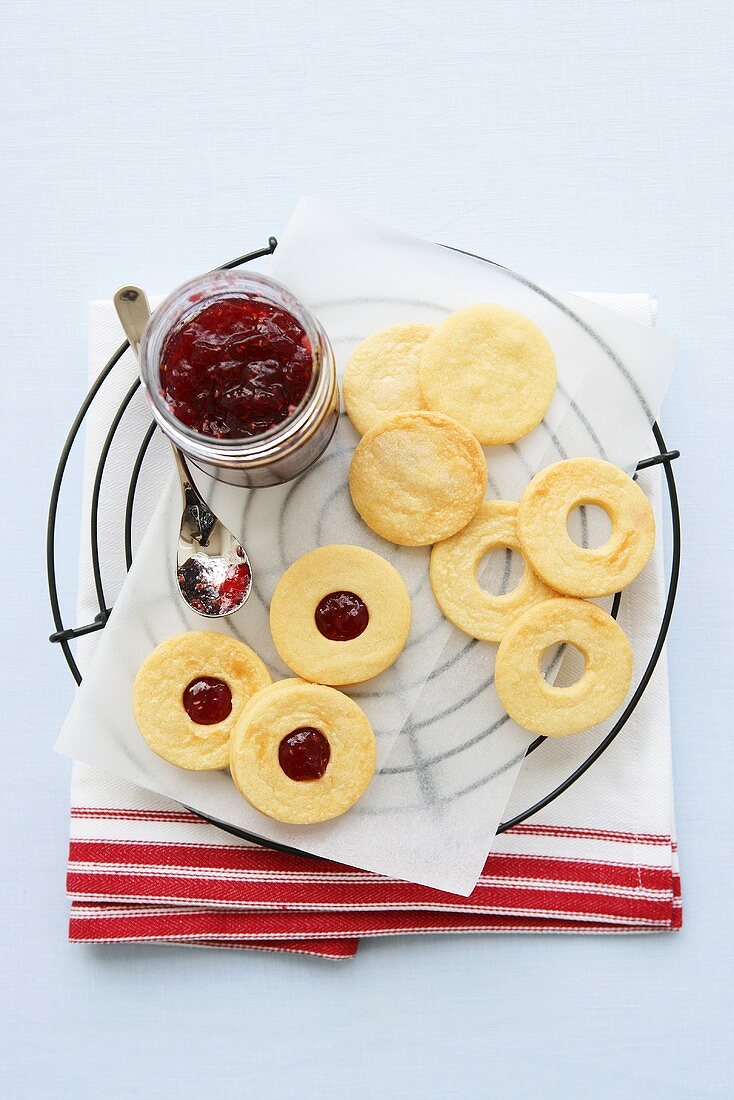 Shortbreads with raspberry jam