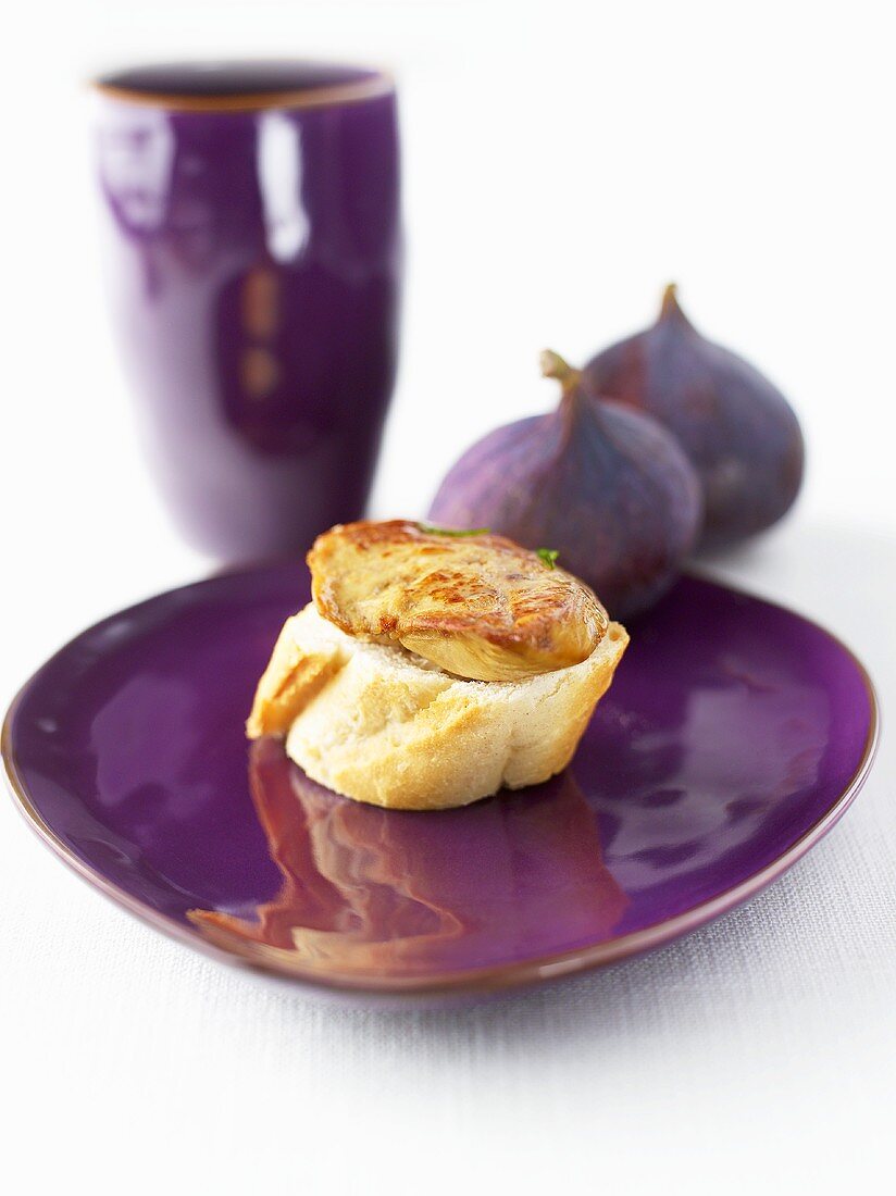 Fried foie gras on a slice of baguette