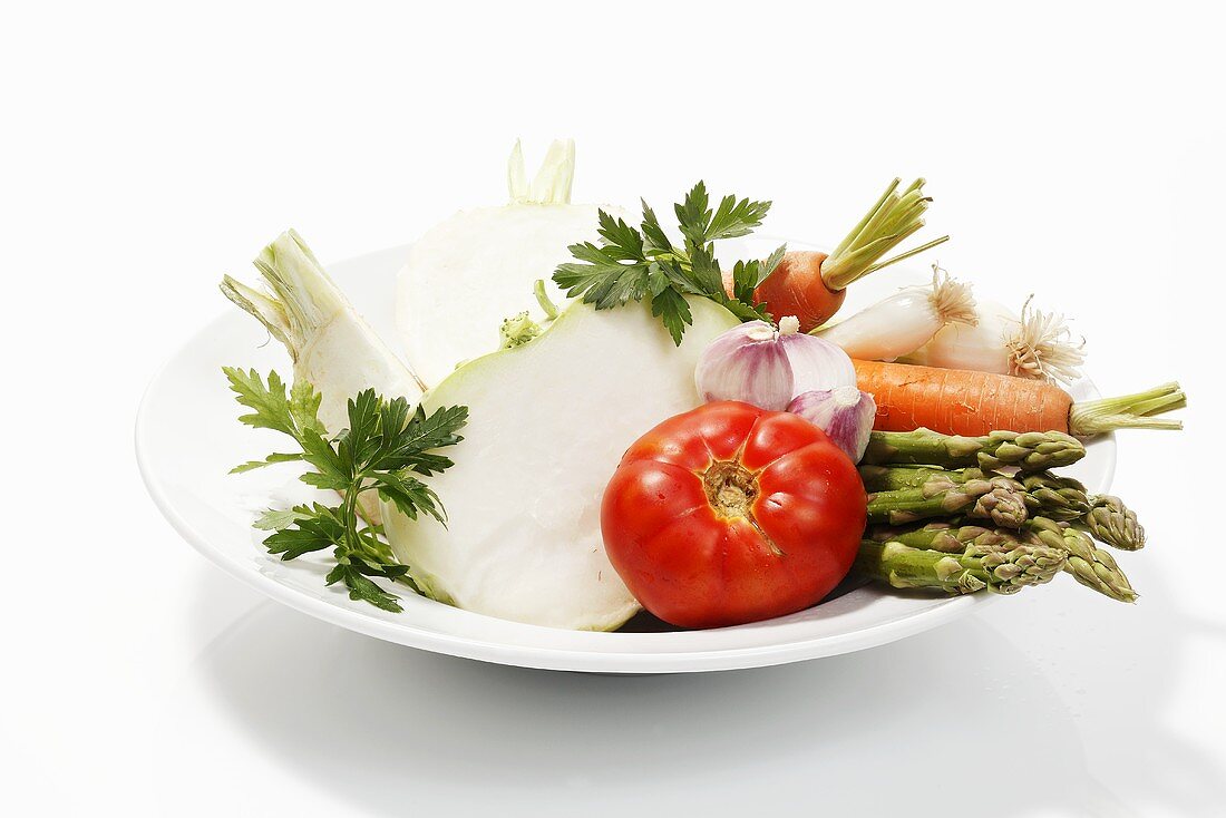 Assorted vegetables on plate